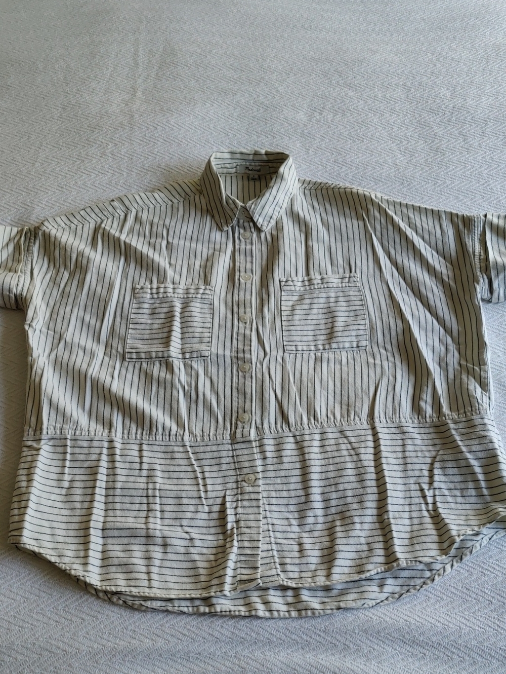 Madewell Striped Short-Sleeve Button-Down Shirt Small